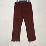 ZARA High Rise Rust Straight Leg Cropped Frayed Denim Jeans Size 6 Photo 5