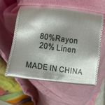 Kourt Pink Green Tropical Print Square Neck Ruffled Linen Mini Dress Size XS Photo 9