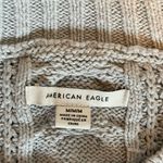 American Eagle Light Blue Cable Knit Sweater with Yellow Stripes Sz M Photo 2