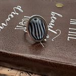 Handmade Vintage West Germany Striped Cabochon Ring – Adjustable Gothic Oval Photo 2