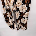 Old Navy Fit & Flare Jumpsuit Womens Small Black Floral Rayon Flutter Sleeve NEW Photo 2