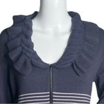 Skovhuus Sweater Womens Medium Purple Knit Ruffle Zip Front Cardigan Feminine Photo 3