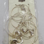 NWT Silver Dangling Hoop & Dolphins Earrings Silver Photo 0
