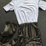 Anthropologie Porridge Clothing By Tee Shirt Dress With Train NWT XXS White/Gold Photo 0