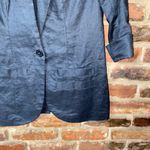 Central Park West  Black Single One Button Linen Blazer Jacket Women's Size Small Photo 2