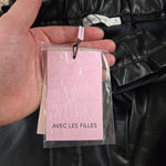 Avec Les Filles  Black Faux Leather Belted High Rise Straight Pants Size Medium Photo 7