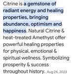 Citrine Polished Double Pointed Amythest Crystal Black Silk Cord and PU Leather Photo 6