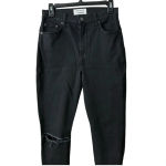 Reformation Black High-Rise Straight Leg Jeans | Raw Hem Distressed | Size 28 Photo 5