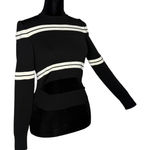 JF Lefon Cut Out Knit Top Women S Black Striped Long Sleeve Sweater Designer Photo 0