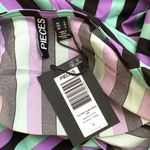 ASOS  Pieces Long Puff Sleeve Wrap Midi Dress in Multi Stripe Photo 9