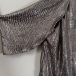 H by Halston Halston Metallic Fit & Flare Midi Dress Women's 8 Gunmetal Silver Cocktail Party Photo 7