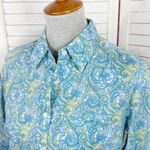 Saks 5th Avenue Real Clothes Saks‎ Fifth Ave Paisley Button Up Shirt Green Blue 4 Photo 4