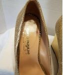 Carlo Pazolini Gold Metallic Leather Wedge Curved Heels Pumps Shoes 38, 7.5 USA Size undefined Photo 2