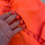 Crosby Bright Melon One Shoulder Top with Ruffle and Pom Photo 4