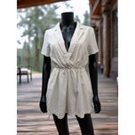 Princess Polly  Linen Blend Belted Romper‎ Beige Short Sleeve US 6 Photo 2