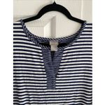 Chico's 3 Womens XL Navy Striped Top Stretch Tunic Casual Coastal Clean Girl Photo 1