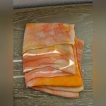 Orange and Cream Watercolor Silk Neck Square Scarf Photo 3