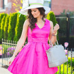 Vineyard Vines  Hot Pink Kentucky Derby V-Neck sleeveless Flare mini Dress 2 Photo 0