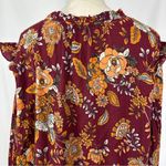 st. john's bay St. John’s Bay Top Blouse Long‎ Sleeve Womens 2XL Ruffled Burgundy Floral Boho Photo 5