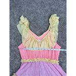 Pitusa Rainbow Ruffle Mini Dress S Petite Tiered Flowy Colorful Flutter Sleeves Pink Size undefined Photo 6