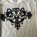 Laura Scott Sweatshirt Size 2X Gray and black Long sleeve sweatshirt Black sequins and designs on the front. Photo 1