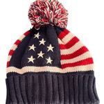 Modena USA Flag Knit Pom Pom Beanie Hat Blue Photo 0