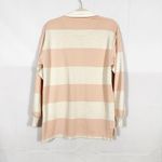 Aerie  Prep Rally Rugby Oversized Sweatshirt Striped Dusty Pink Collared Polo Photo 4