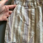 Women's Striped Linen Cotton‎ Shorts Multicolor Size XL Tan Photo 1