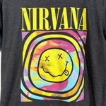 Nirvana  Smiley Face Tie Dye Logo Design Kurt Cobain Shirt Black Size Small EUC Photo 3