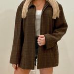 Vintage Plaid Zip Up Collared Coat Chore Jacket in Brown Size 18 Photo 1