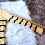 Liz Claiborne  Yellow Black Striped Stripe Sweater Long Medium/Large Top Winter Photo 7