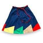 Vintage Tumbleweeds Skirt Navy Blue Rainbow Abstract Color Block Tie Belt Blue Size M Photo 0