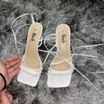 White Lace Up Heels Size 6.5 Photo 0