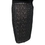 Diane Von Furstenberg  Black Lace Leather Trim Pencil Skirt Photo 5