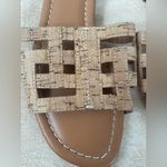 J. McLaughlin Willa cork leather slip on slide sandal, woven lattice design; 7.5 Brown Photo 1