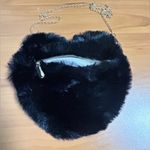 Black Fuzzy Heart Shaped Purse Photo 0