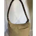Brighton  Barbados Cream Leather Hobo Shoulder Bag Gold Metallic Braided Handle Photo 9