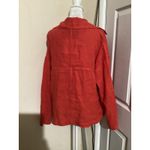 ZARA  BASIC Women Orange Linen Blend Collared Zip Front Jacket Size S Photo 3