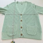 LL Bean Green Linen Cotton Button Up Cardigan Sweater Size XL Pockets Photo 5