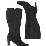 Chico's new Chicoβs π Italia Tall Suede Embroidery Heeled Boot Boots π Black π Size 6 Photo 12