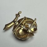 Signed ORA Daughter Of The Nile Scimitar & Rose Brooch Pin Rhinestone Vintage Gold Photo 7