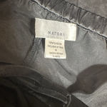 Natori  Black Satin Pajama Set Button Down Long Sleeve/Pants White Piping Medium Photo 7