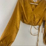 No Frills LA satin surplice tie around waist women’s crop top Size Small Orange Photo 6