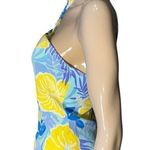 Lilly Pulitzer  Vintage Size 2 Blue Yellow Hibiscus Floral Print Silk Halter Top Photo 3