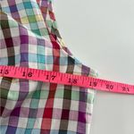Lafayette 148  rainbow check ruffle neck blouse sz 10 Photo 3