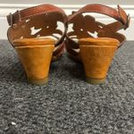 Spring Step L’Artiste couture floral hand painted Leather wedge sandals Size 38 Orange Photo 7