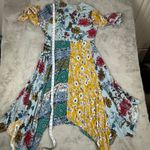 Umgee  USA Floral‎ Patchwork Kaftan Dress Flowy Bohemian Style Asymmetrical Hem M Photo 6