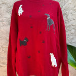 Tulchan 100% Wool Red Dog & Pawprint Sweater Size XL Photo 0