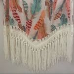 Kohinoor Swim Cover Tunic Blouse Dress Crochet detail Feather Print Boho Sz Lg Photo 6