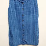 Cabin creek Vintage  Button Front Blue Checkered Women's Midi Cotton Skirt Photo 1